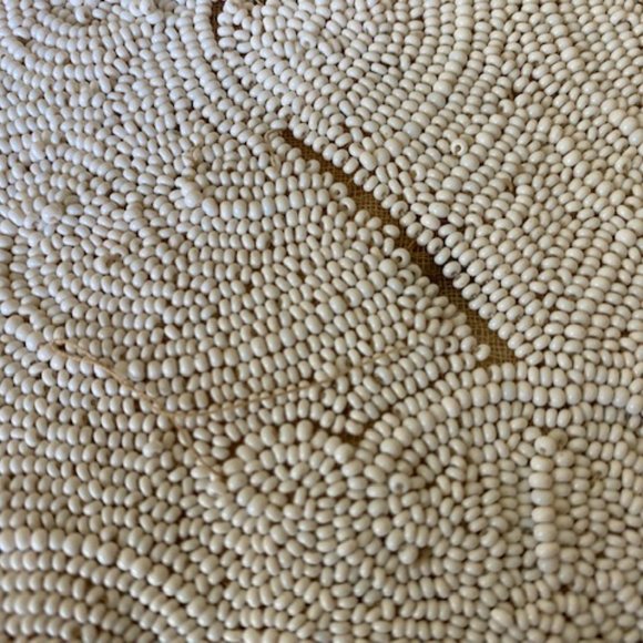 VINTAGE ('40s) Saks Fifth Avenue * WHITE Hand-Beaded Purse ☆ Made in Belgium - Picture 4 of 10